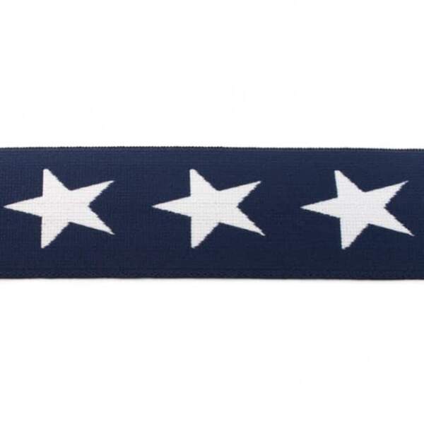Navy 4 cm elastic with white stars