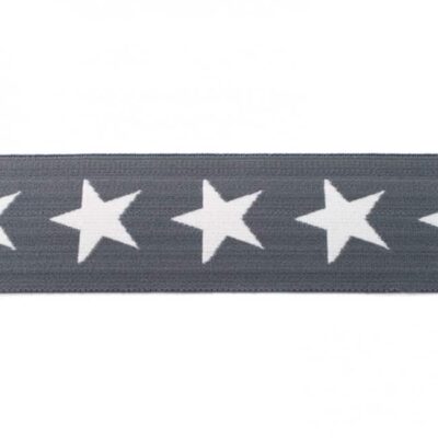Elastic with white stars -40mm - Gray - Image 1