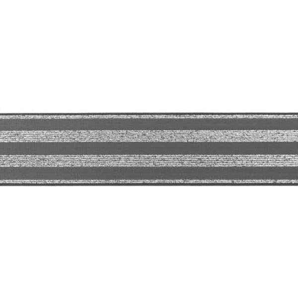 Elastic with silver lurex 40mm in grey for wholesale