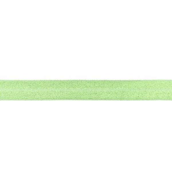 Light green fold-over elastic with glitter, 2 cm wide