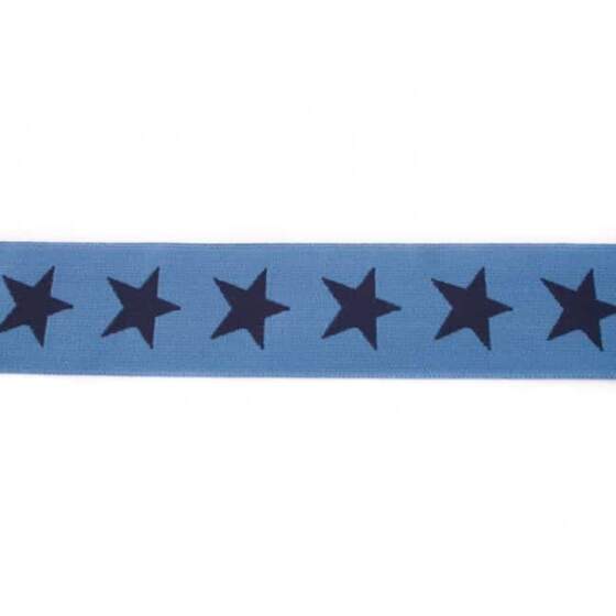 Elastik med stjerner - 40mm - Jeans