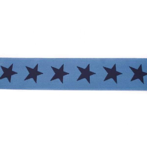42491_1.jpg Elastic with stars 40mm in denim blue, 25-metre pack