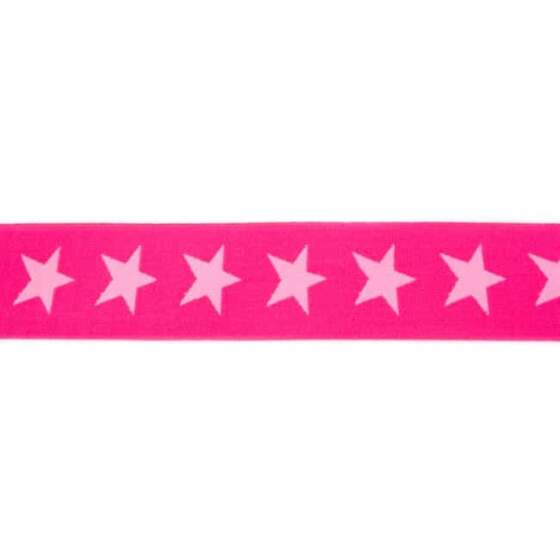 Elastinen nauha tähdillä - 40mm - Fuksia - Fuksia