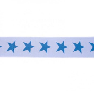 Elastic with stars - 40mm - Light blue
