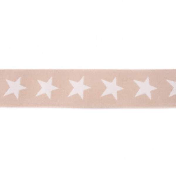 Elastic with stars 40mm in sand, 25-metre pack