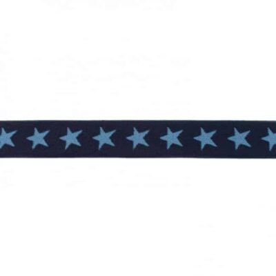 Elastic with stars, 2 colors - 20mm - Navy