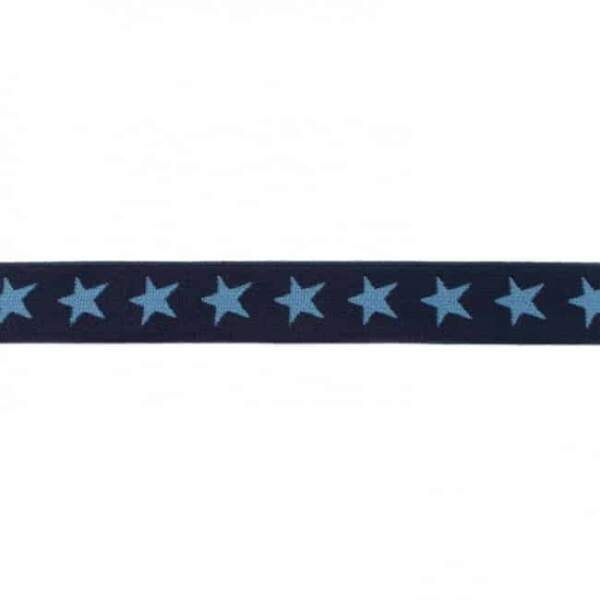 Navy elastic with stars 20 mm wide in 2 colours