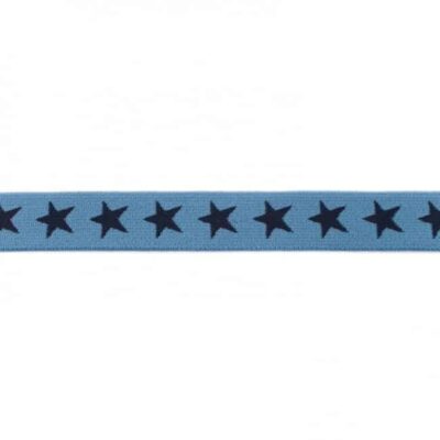 Elastic with stars, 2 colors - 20mm - Jeans