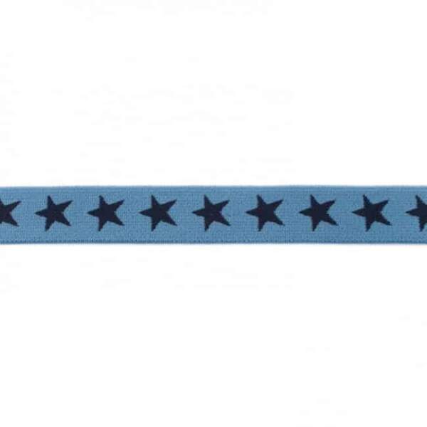 Jeans coloured elastic with stars 20 mm wide in 2 colours