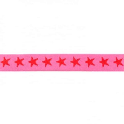 Elastic band with stars, 2 colors - 20mm - Pink