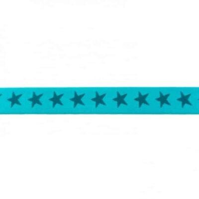 Elastic with stars, 2 colors - 20mm - Turquoise