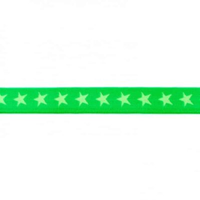 Elastic with stars, 2 colors - 20mm - Apple green