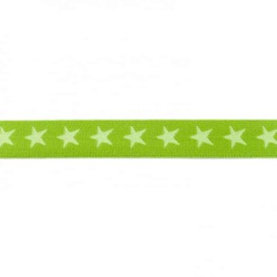 Elastic band with stars, 2 colors - 20mm - Lime - Image 1