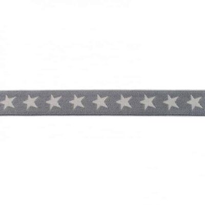 Elastic band with stars, 2 colors - 20mm - Grey