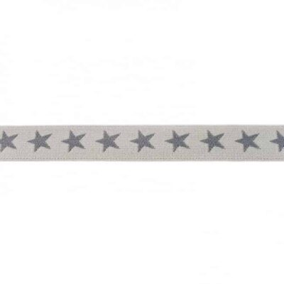 Elastic band with stars, 2 colors - 20mm - Light grey