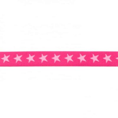 Elastic band with stars, 2 colors - 20mm - Fuchsia
