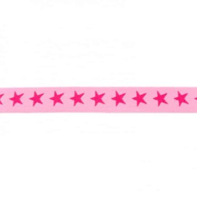 Elastic with stars, 2 colors - 20mm - Light pink