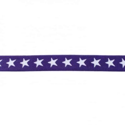 Elastic band with stars, 2 colors - 20mm - Purple
