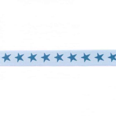 Elastic with stars, 2 colors - 20mm - Light jeans - Image 1