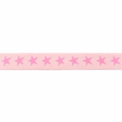 Elastic band with stars, 2 colors - 20mm - Salmon