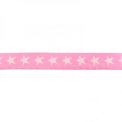 Elastic with stars, 2 colors - 20mm - Light pink