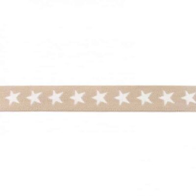 Elastic band with stars, 2 colors - 20mm - Sand