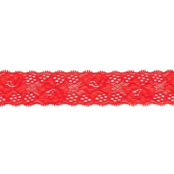 Red stretch lace trim, 3 cm wide