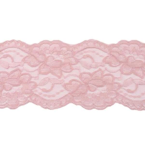 44429-min.jpg Old rose patterned stretch lace trim, 7.8 cm wide