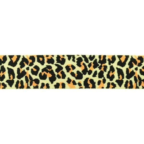 522-32988.jpg Leopard pattern elastic 40mm in light yellow, 4 cm wide
