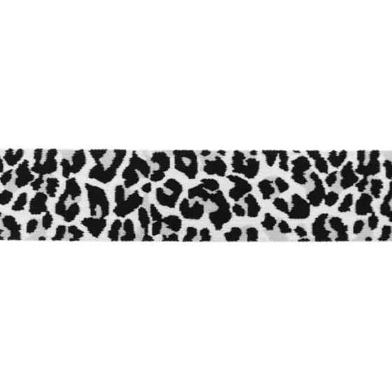 Elastik, leopard mønster- 40mm - Hvid