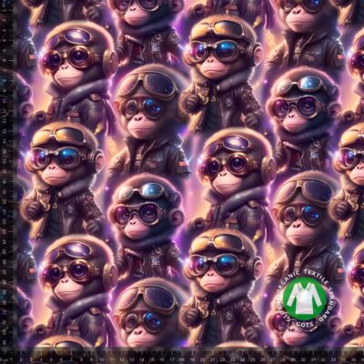 Cotton jersey print with Pilot monkeys digital print fabric 220 g/m²