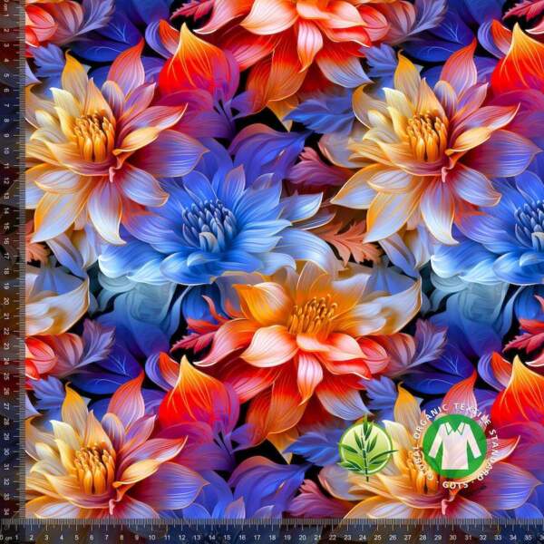 Digital print in bamboo - Flowers 15 (Rainbow) bamboo jersey with print