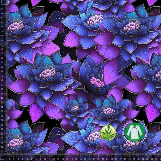 Digital print i bambus - Blomster 2 (Lilla) - Billede 1