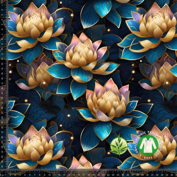 Digital print in bamboo - Flowers 6 (Dark) bamboo jersey with floral print