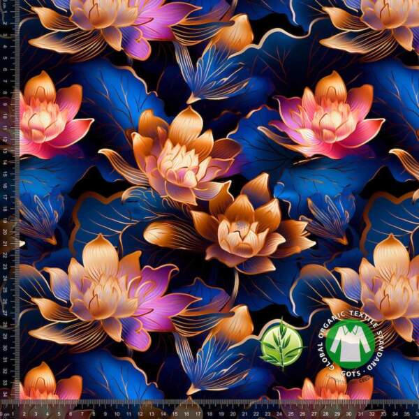 Digital print in bamboo - Flowers 7 (Glowing) in 95% bamboo and 5% lycra