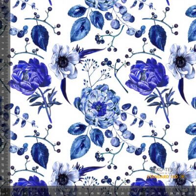 Jersey print with blue flowers - Image 1