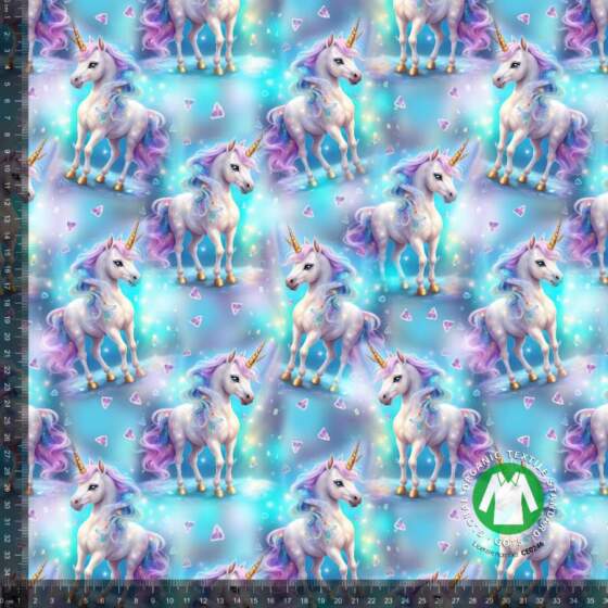 Jersey print med enhjørninger - blå - Billede 1