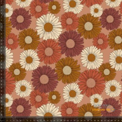 Jersey print with flowers dusky pink - Image 1