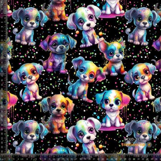 Jersey print med farverige hunde - Billede 1