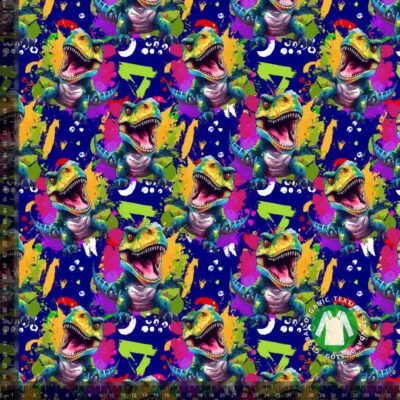 French Terry (UB) Colourful dino print, 235 g/m², 160 cm wide