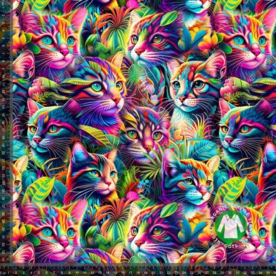 Jersey print with colorful cats - Image 1