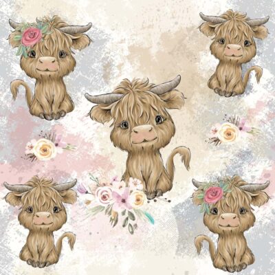 Jersey print with cute highland cows 1