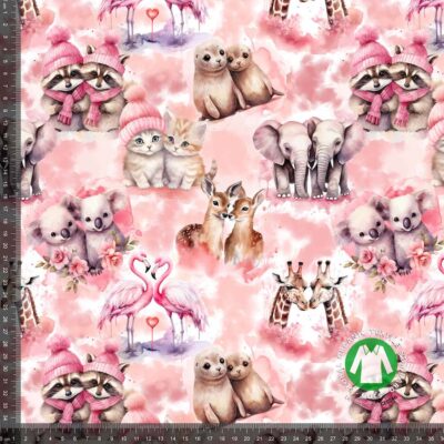 Jersey print with cute animals - pink