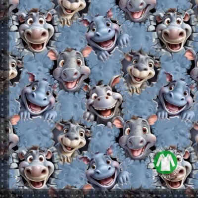 Jersey print with denim hippos - Image 1