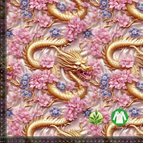 Digital print in bamboo - Dragon 9 (Light Pink) in 95% bamboo and 5% lycra
