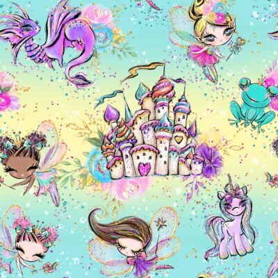 Jersey print with fairies and castles - Image 1