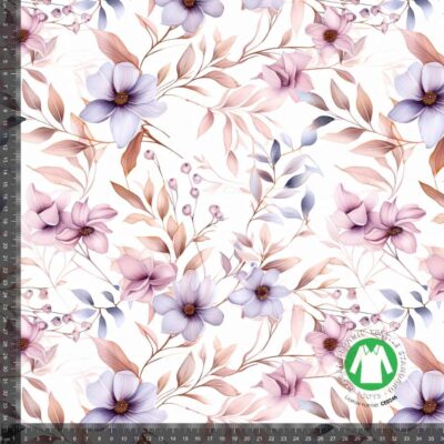 Digital print cotton jersey fabric with light flowers