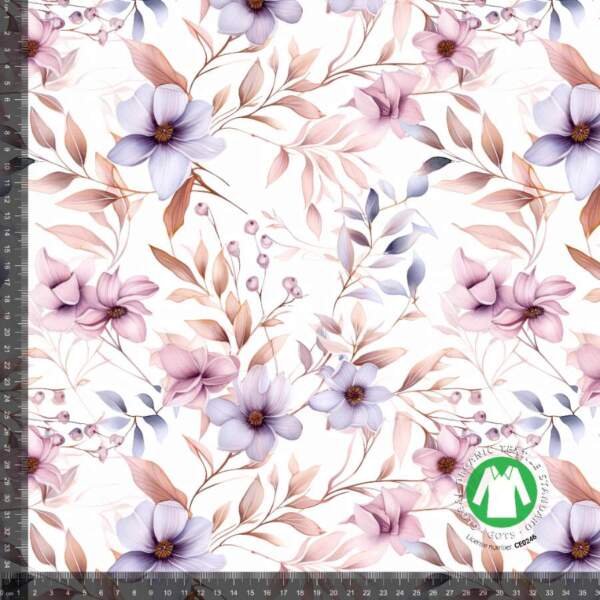 Digital print cotton jersey fabric with light flowers