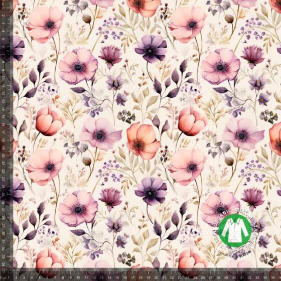 Jerseypainatus, jossa on ihania vaaleanpunaisia kukkia - Image 1