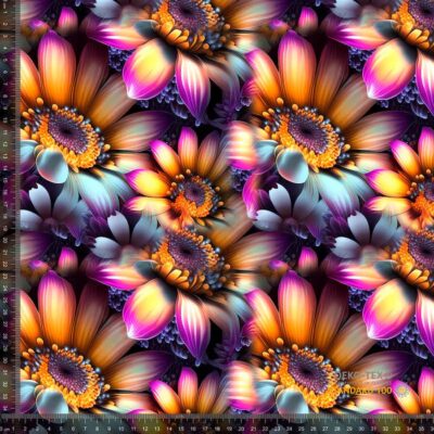 Jersey print with colorful bright flowers 2